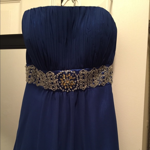 Royal Blue Strapless Prom Dress - Picture 4 of 6